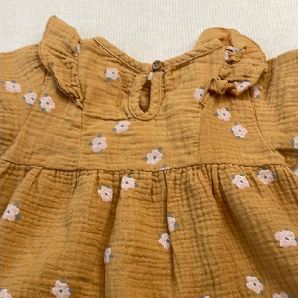 Target Tan Ruffled Buttoned Sundress with Flutter Sleeves - Picture 2 of 2